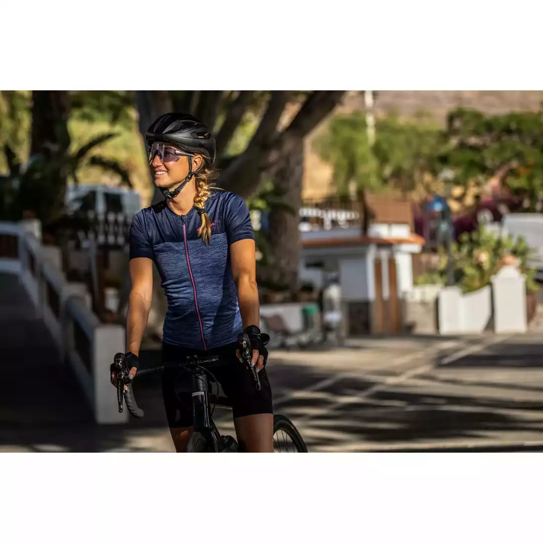 Rogelli MELANGE dámský cyklistický dres, tmavě modrá a růžová