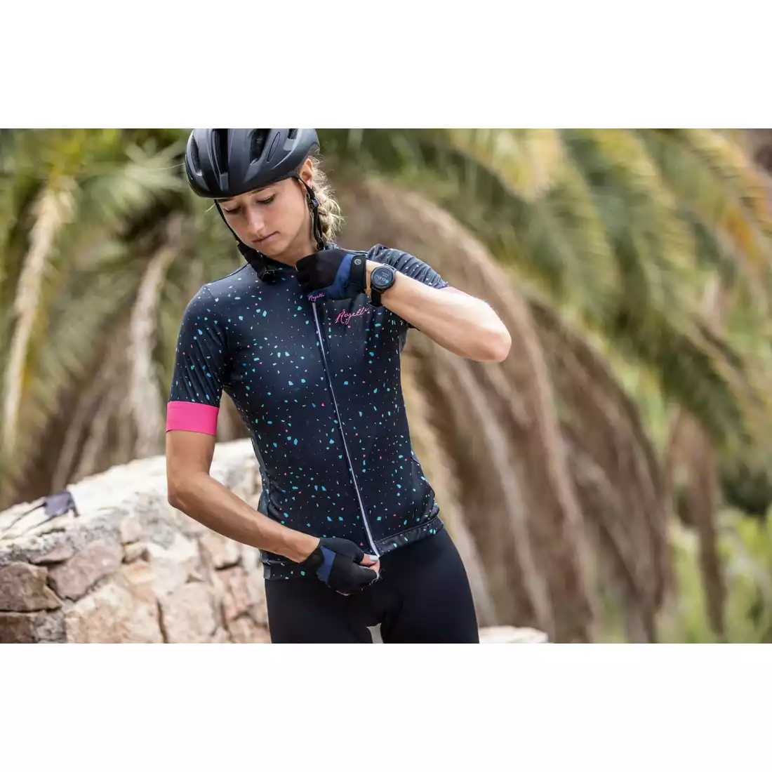 Rogelli TERRAZZO dámský cyklistický dres, tmavě modrá a růžová
