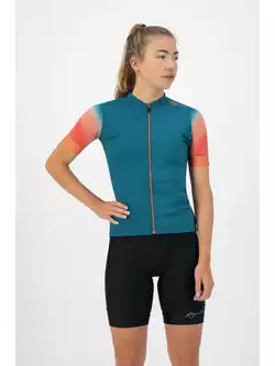 Rogelli WAVES dámský cyklistický dres, modro-korálový