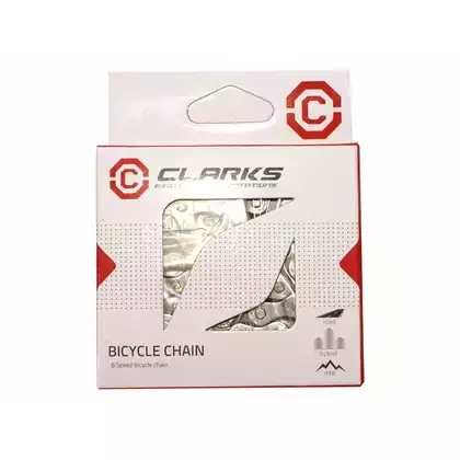 CLARKS C8 Cyklistický řetěz 8 rychlostí, 116 článků, Silniční / MTB, Stříbrný