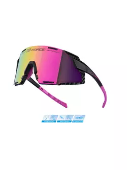 FORCE GRIP Sportovní brýle, fialové čočky REVO, černá a růžová