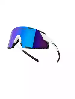 FORCE GRIP Sportovní brýle, modrá skla REVO, Bílý