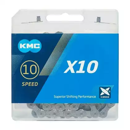 KMC X10 Cyklistický řetěz 10-rychlostní, 114 článků, Šedá