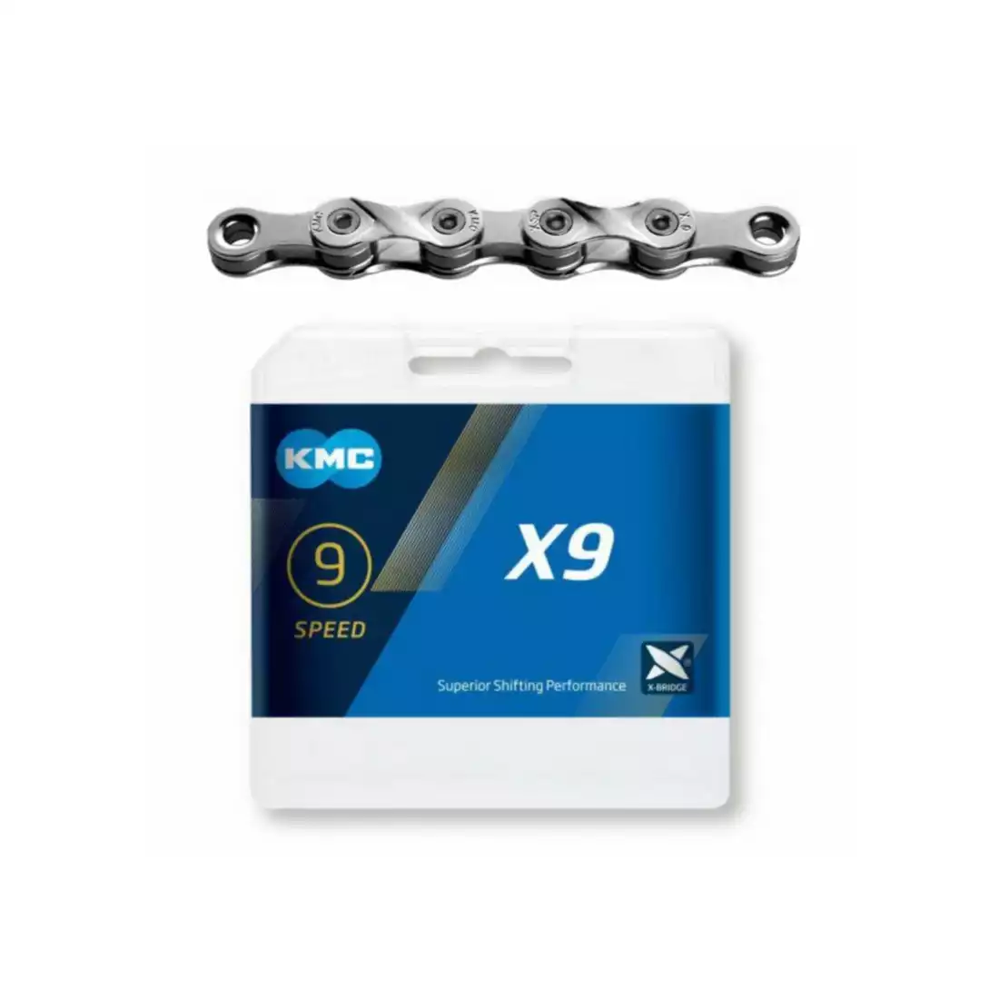KMC X9 Řetěz na kolo, 9 rychlostí, 114 článků, stříbrný