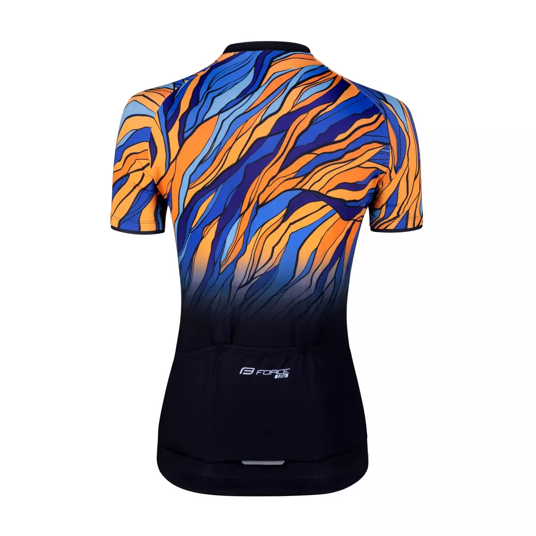FORCE LIFE LADY dámský cyklistický dres, černá, modrá a oranžová