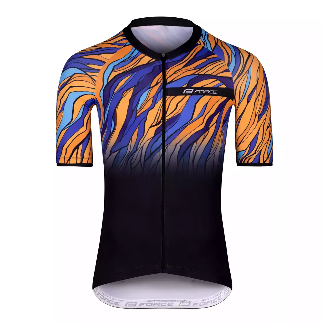 FORCE LIFE Pánský cyklistický dres, černá, modrá a oranžová