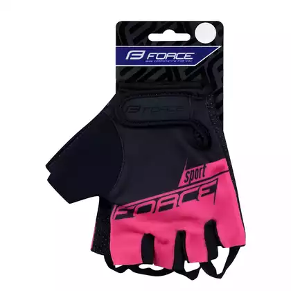 FORCE SPORT LADY Dámske cyklistické rukavice čiernej a ružovej farby