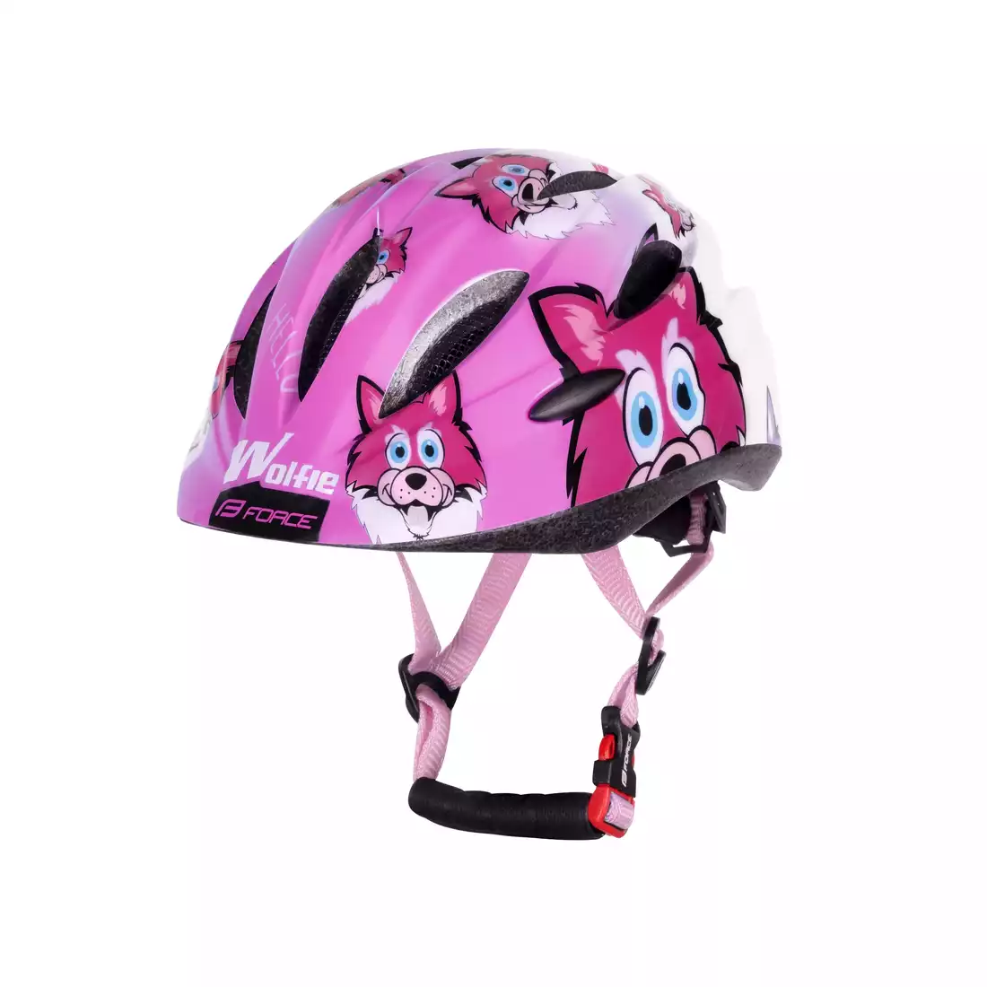 FORCE WOLFIE Cyklistická helma, dětská, růžová a bílá
