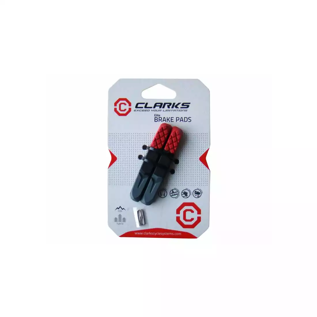 CLARKS CPS501 Brzdová obložení pro brzdy MTB V-Brake, červeno-černo-šedé