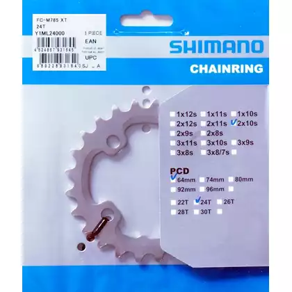 SHIMANO XT FC-M785 Řetězové kolo pro 24T kliky jízdního kola
