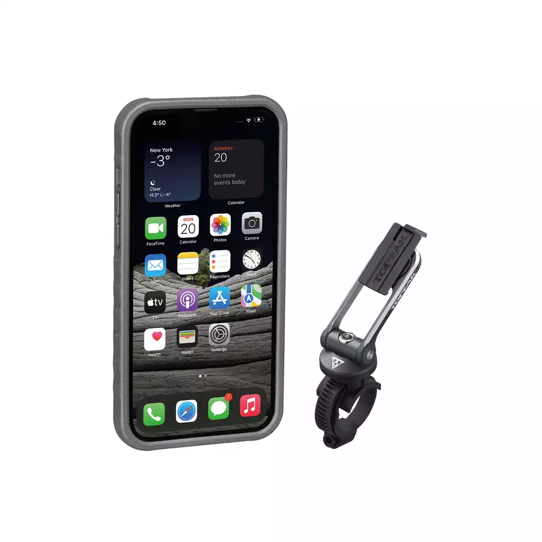 TOPEAK RIDECASE Pouzdro + držák na mobil na kolo Iphone 13 Pro Max, černá / šedá