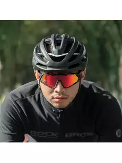 Rockbros 14210004001 Cyklistické / sportovní brýle s 2 výměnnými čočkami polarizovanými, fotochromou, černá a červená