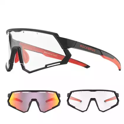 Rockbros 14210004001 Cyklistické / sportovní brýle s 2 výměnnými čočkami polarizovanými, fotochromou, černá a červená