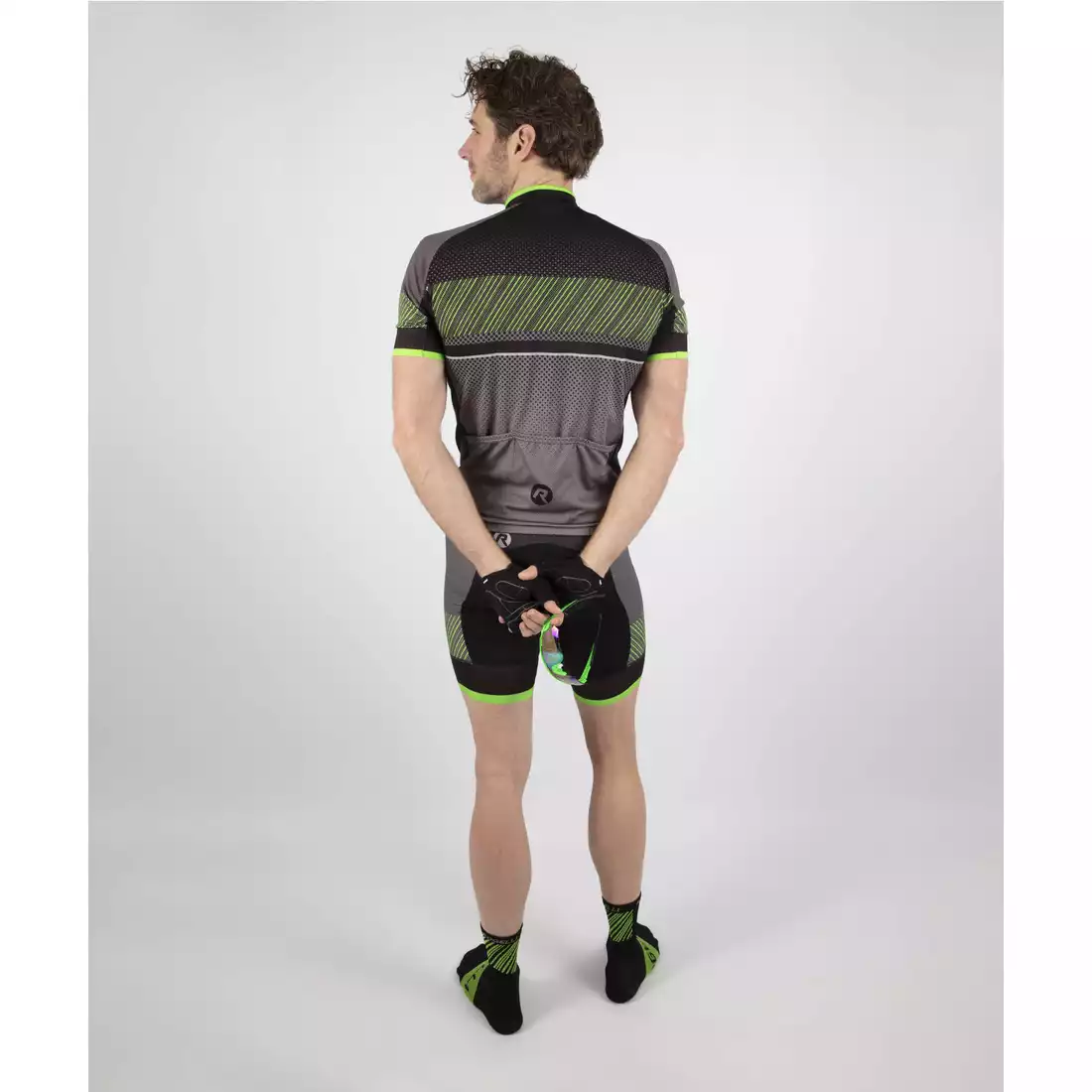 Rogelli RITMO pánské cyklistické šortky, černá a zelená