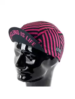 KAYMAQ DESIGN CZK1-6 STRIPES Cyklistická čepice s kšiltem, růžový