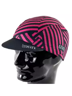KAYMAQ DESIGN CZK1-6 STRIPES Cyklistická čepice s kšiltem, růžový