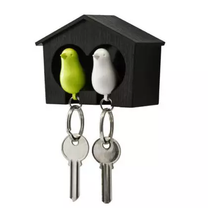 QUALY věšák na klíče, duo sparrow, černo-zeleno-bílý