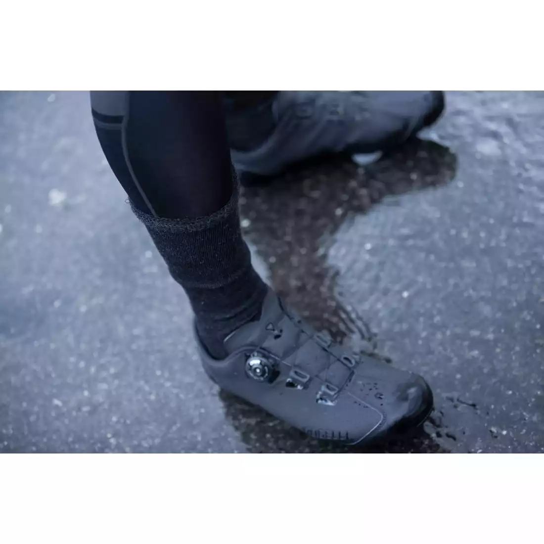 Rogelli TERRY MERINO zimní cyklistické/sportovní ponožky, černá