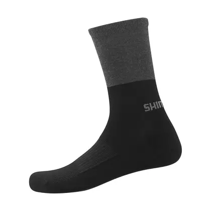 SHIMANO zimní cyklistické ponožky Wool Tall Socks ECWSCBWUS11ML1360 černo-Šedá