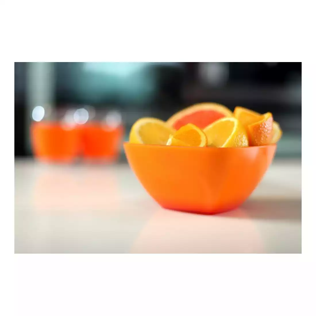 VIALLI DESIGN LIVIO čtvercová akrylová miska, oranžový