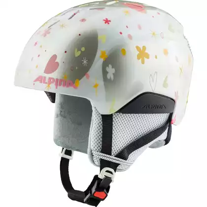 ALPINA PIZI 2023 dětská lyžařská / snowboardová helma Pearlwhite Hearts