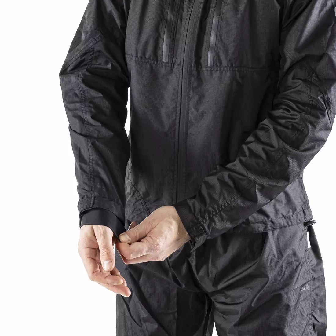 KAYMAQ J2MH pánská cyklistická bunda do deště s kapucí, černá