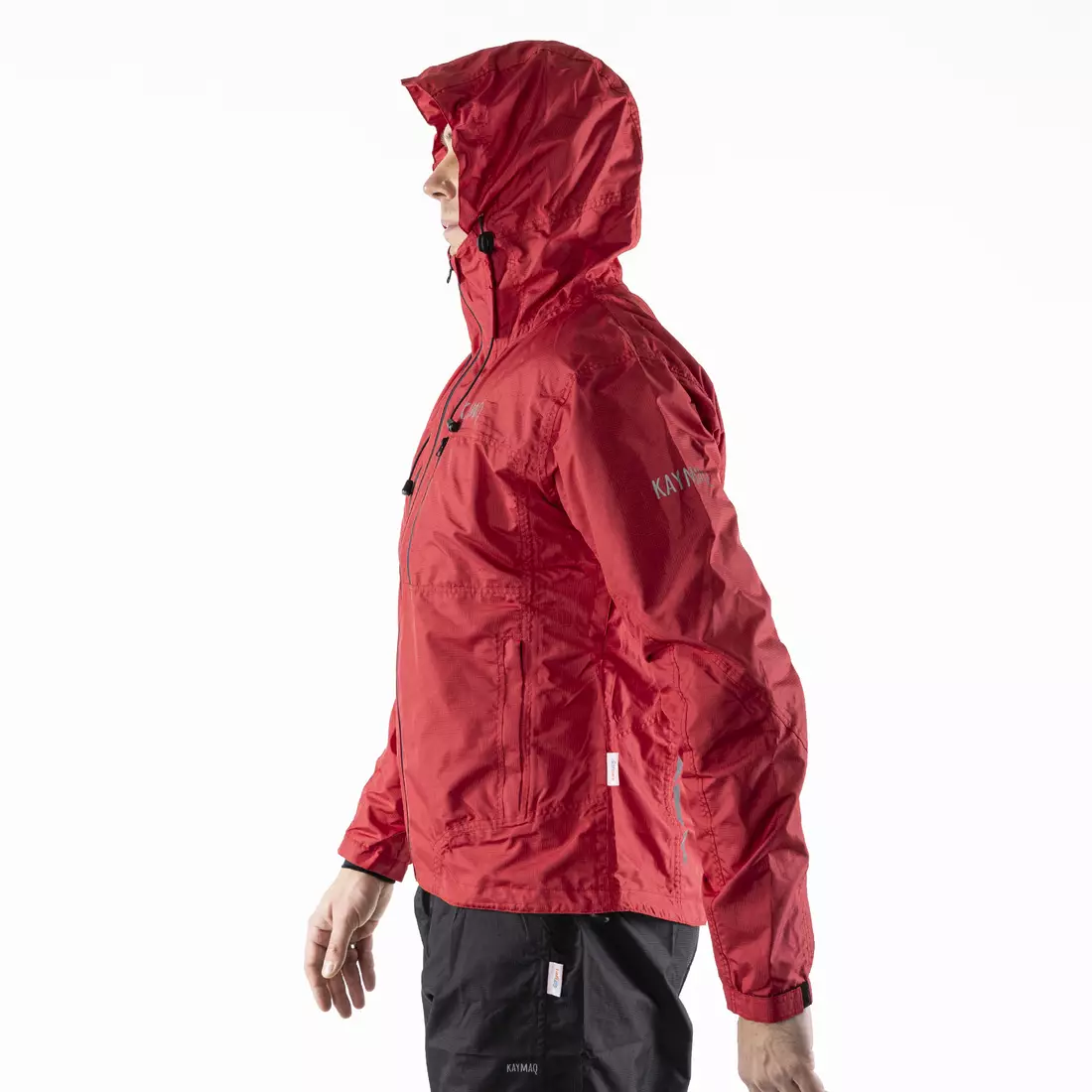 KAYMAQ J2MH pánská cyklistická bunda do deště s kapucí, červená