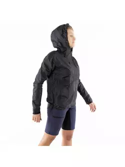 KAYMAQ J2WH dámská cyklistická bunda do deště s kapucí, černá