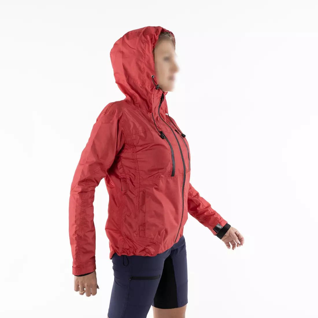 KAYMAQ J2WH dámská cyklistická bunda do deště s kapucí, červená