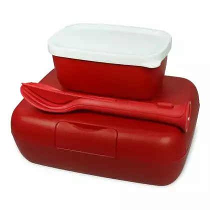 Koziol Candy Ready Dsred lunchbox s nádobou a příbory, červené
