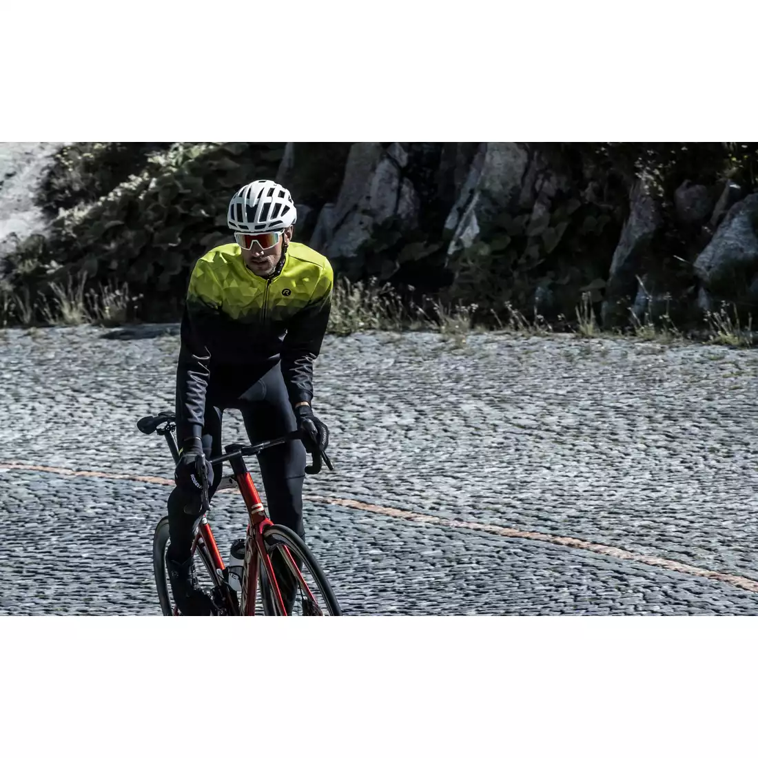 ROGELLI SPHERE pánská zimní cyklistická bunda, černo-žlutá