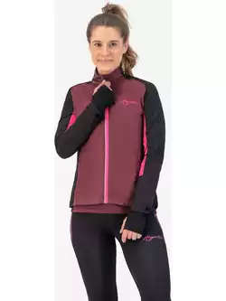 Rogelli ENJOY II dámská bunda, větrovka na běhání, vínová-černo-růžová