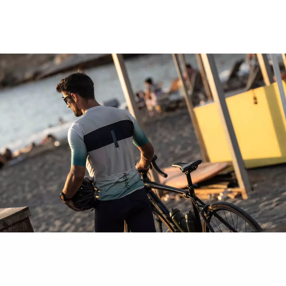 Rogelli DAWN pánský cyklistický dres, béžová a tyrkysová