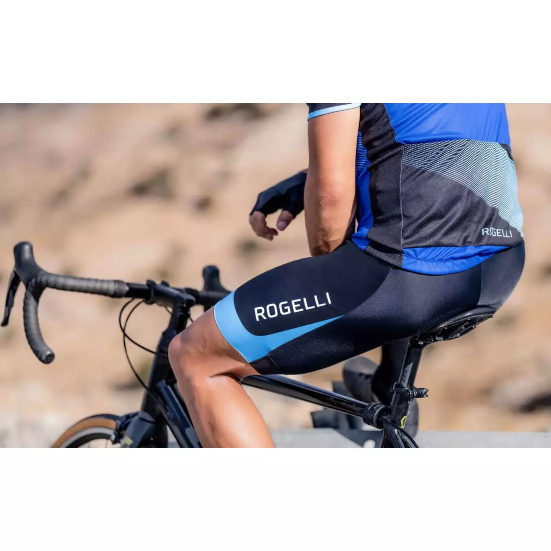 Rogelli FUSE II pánské cyklistické šortky, Černá a modrá