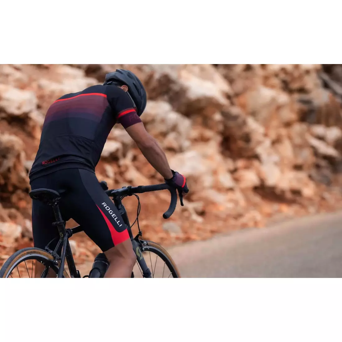 Rogelli FUSE II pánské cyklistické šortky, černá a červená