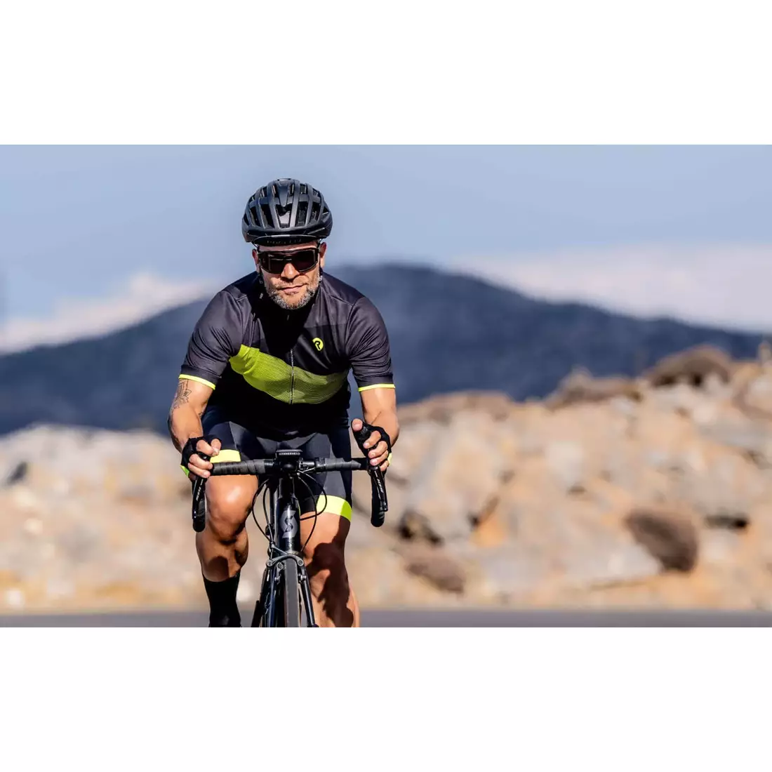 Rogelli GROOVE pánský cyklistický dres, černý fluor