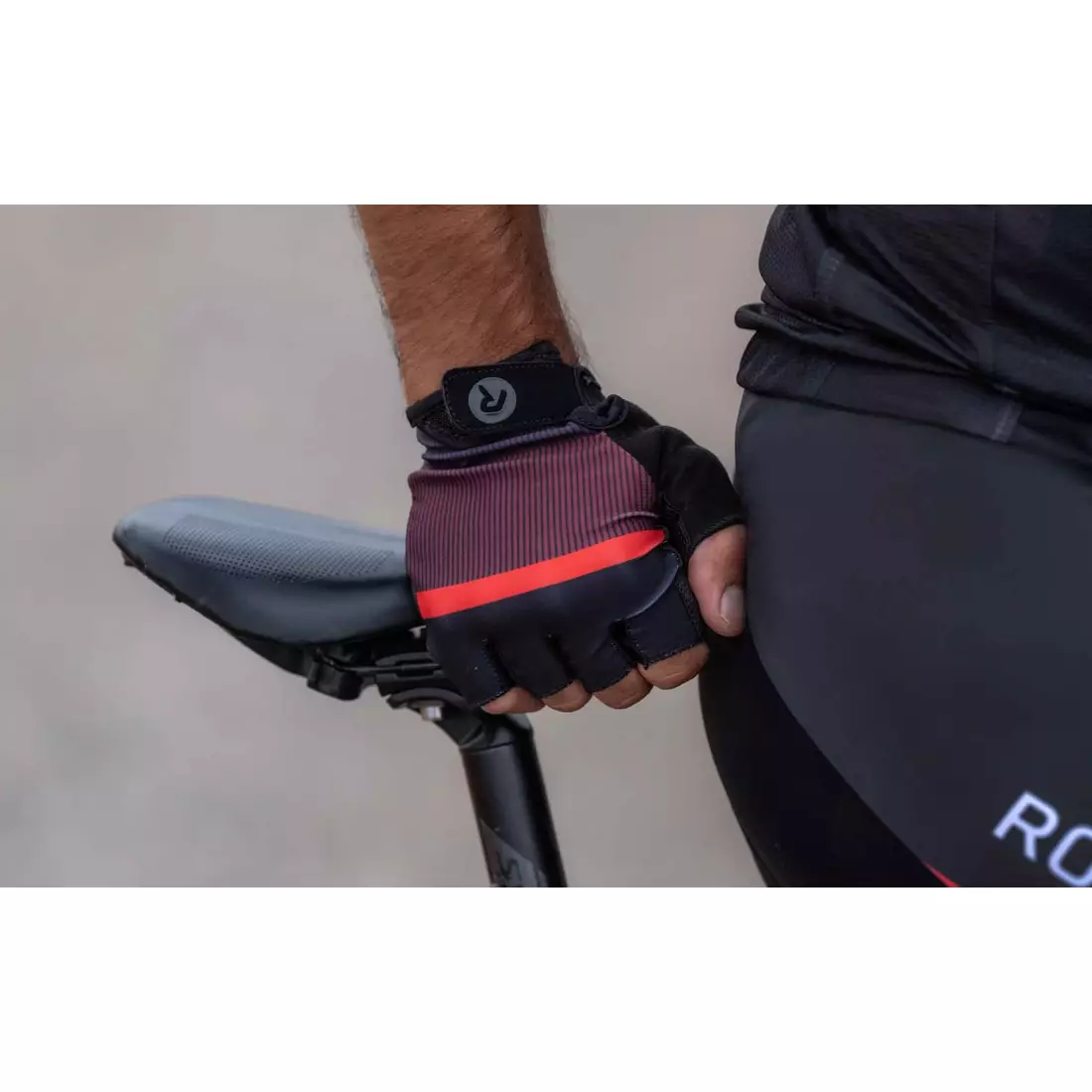 Rogelli HERO II cyklistické rukavice, černá a kaštanová