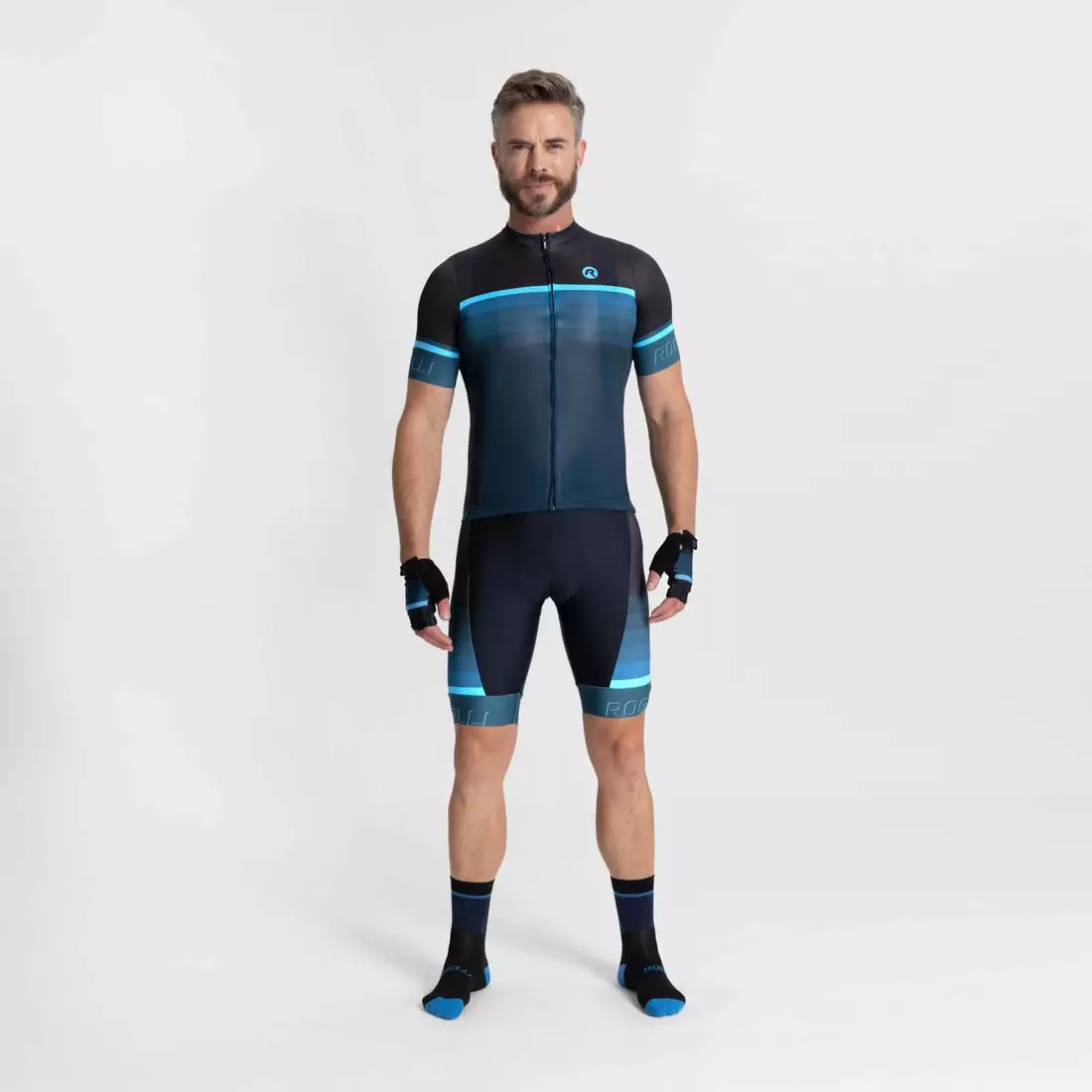 Rogelli HERO II pánský cyklistický dres, černá a modrá