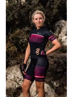Rogelli IMPRESS II dámský cyklistický dres, černo-víno-korálový