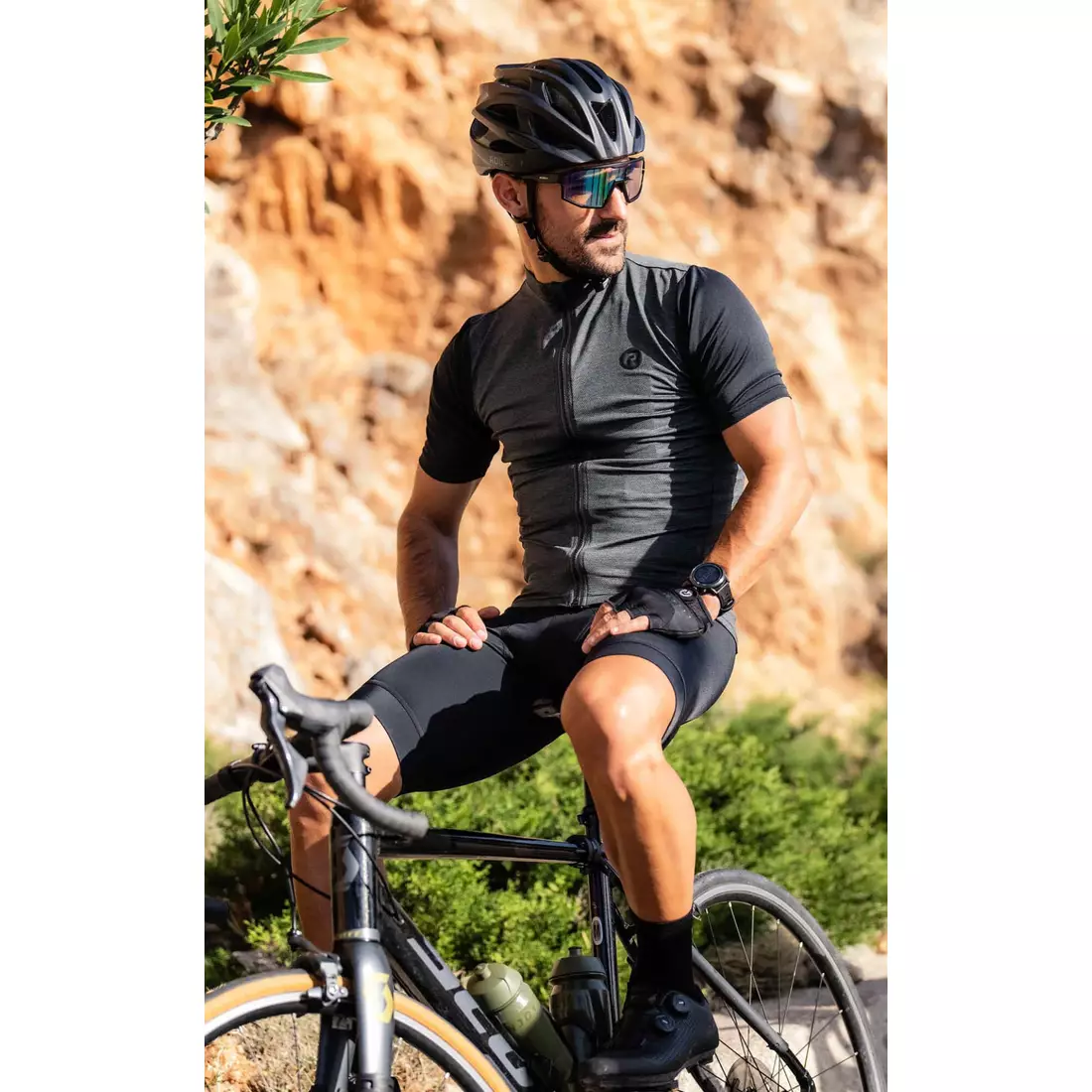Rogelli MELANGE pánský cyklistický dres, khaki