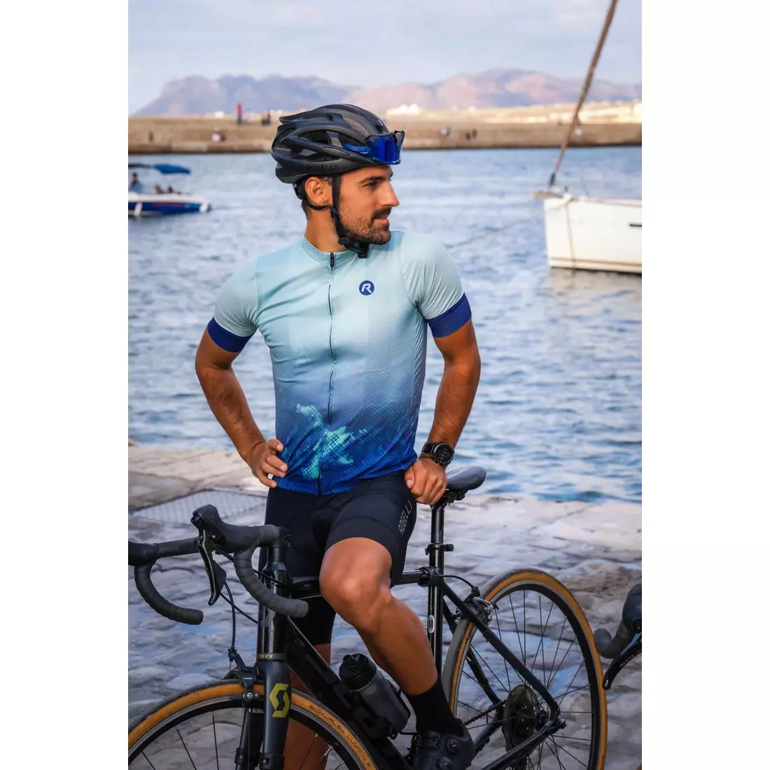 Rogelli NEBULA pánský cyklistický dres, modro-mátová