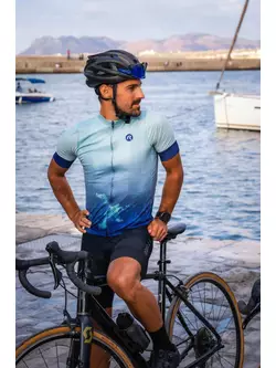 Rogelli NEBULA pánský cyklistický dres, modro-mátová