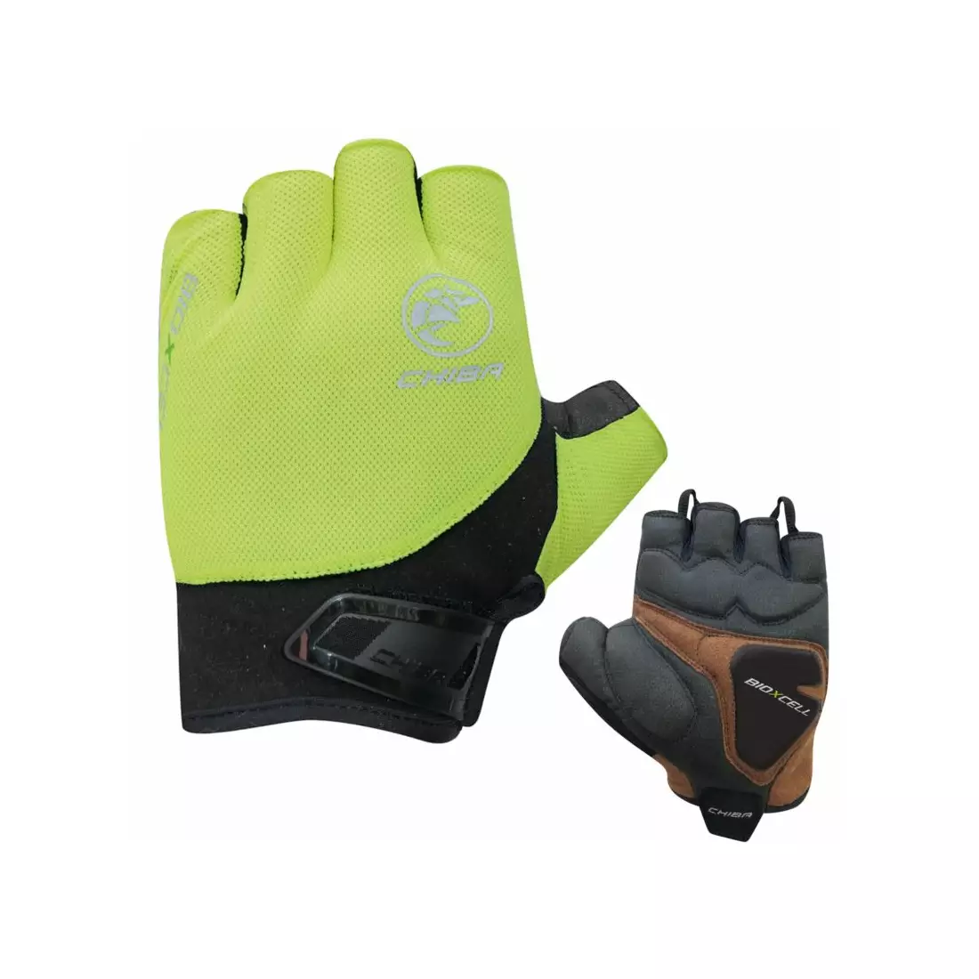 CHIBA BIOXCELL ROAD Cyklistické rukavice, černo-fluor