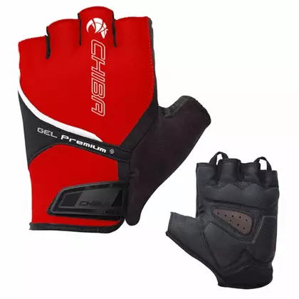 CHIBA Gel Premium Cyklistické rukavice, červené
