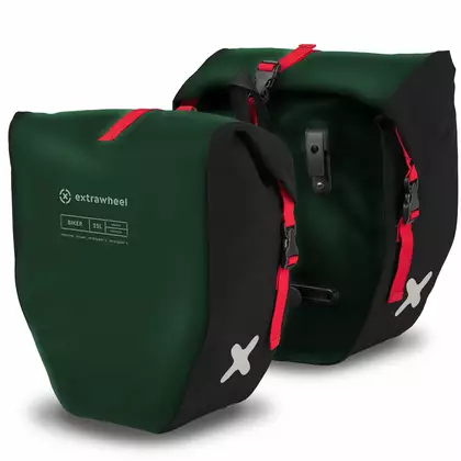 EXTRAWHEEL BIKER zadní kufry na kolo, zelené a černé 50 L