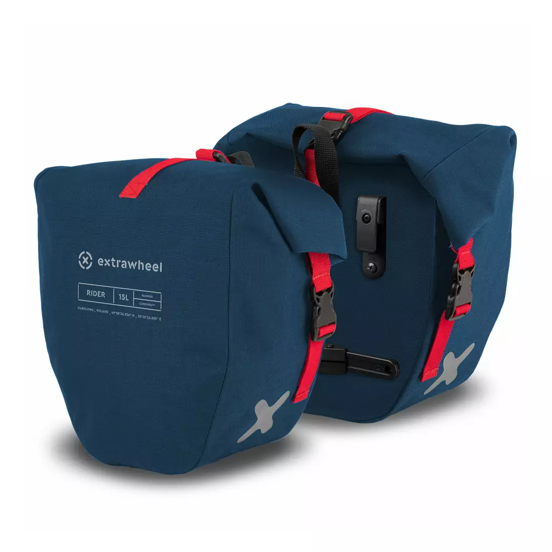 EXTRAWHEEL RIDER PREMIUM CORDURA brašna na kolo na nosič zavazadel, modrá 2x15 L