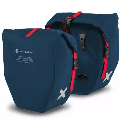 EXTRAWHEEL RIDER PREMIUM CORDURA brašna na kolo na nosič zavazadel, modrý 2x25L