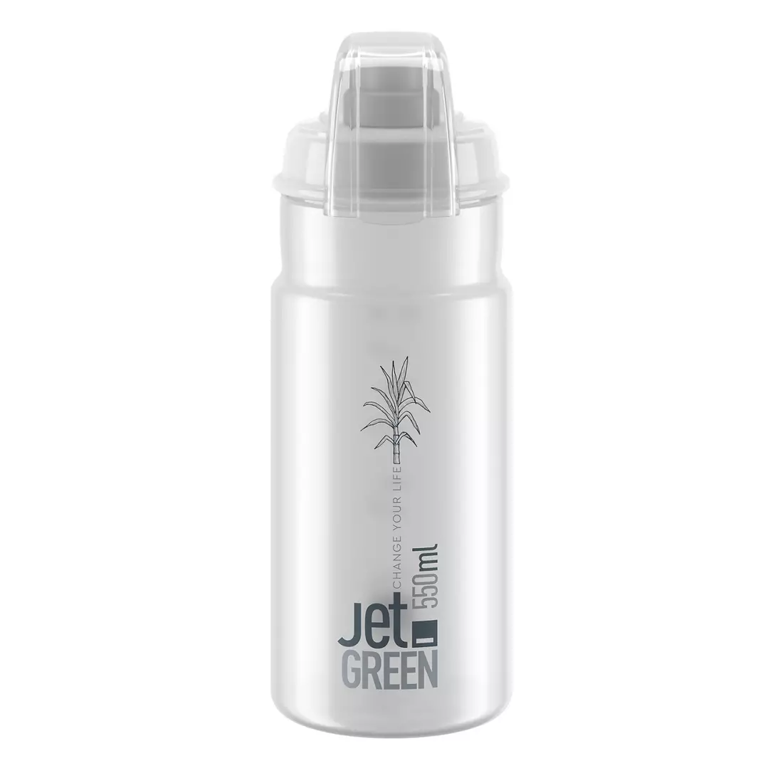 Elite cyklistická láhev na vodu Bottle Jet 550ml, průhledná mléčná, šedé logo EL0201105