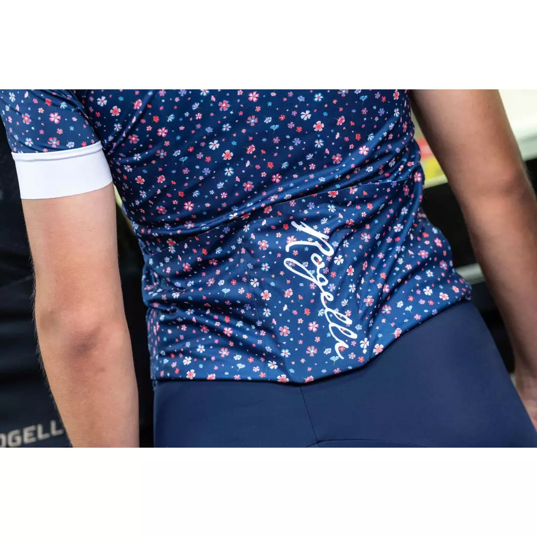 Rogelli LILY dámský cyklistický dres, modrá a bílá