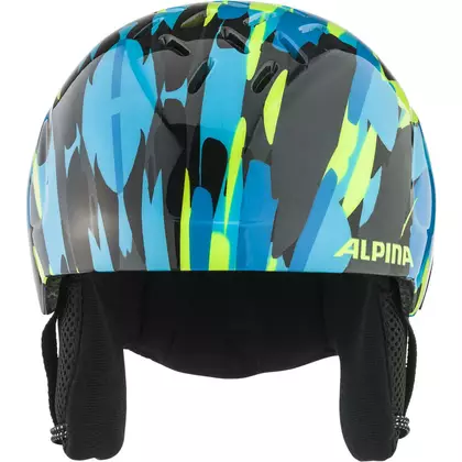 Juniorská lyžařská helma ALPINA PIZI NEON-MODRÝ ZELENÝ LESK